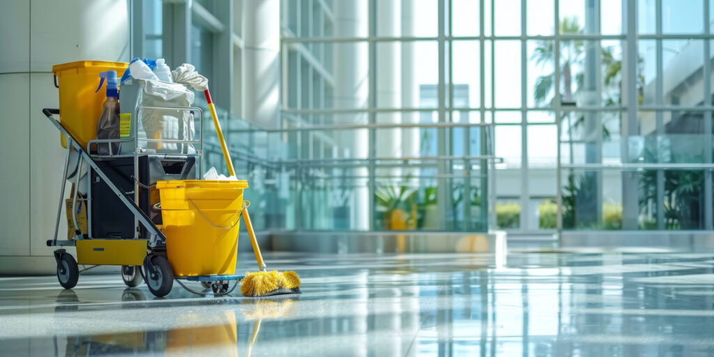 Cleaning Cart in a Hallway
