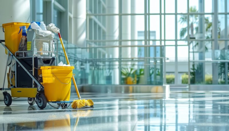 Cleaning Cart in a Hallway